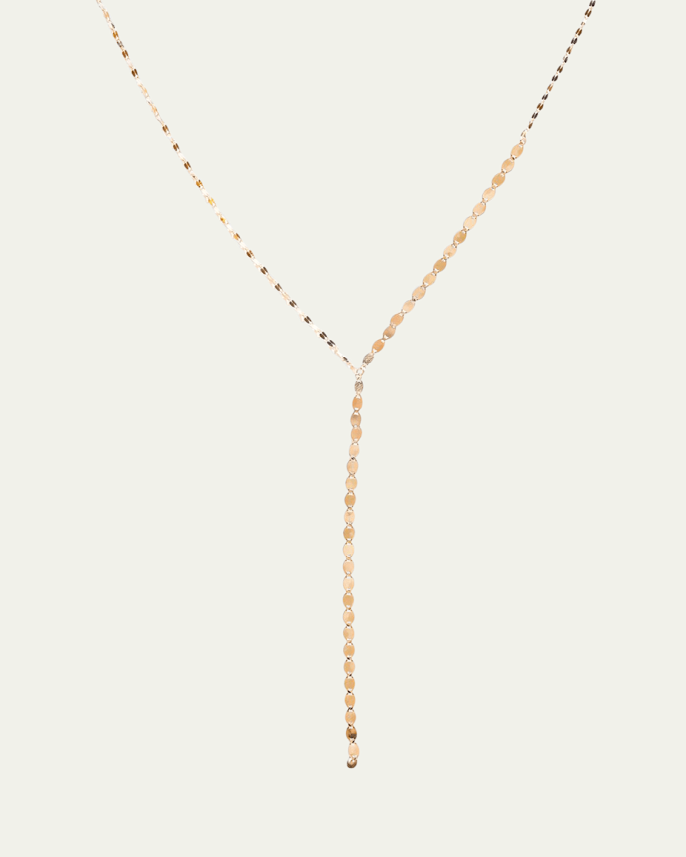 14K Gold Nude Lariat Disc Necklace